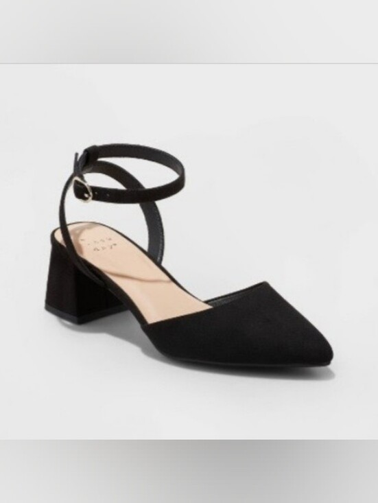a new day Shoes - A New Day Black Ankle-Strap Block Heel Pumps Size 6.5